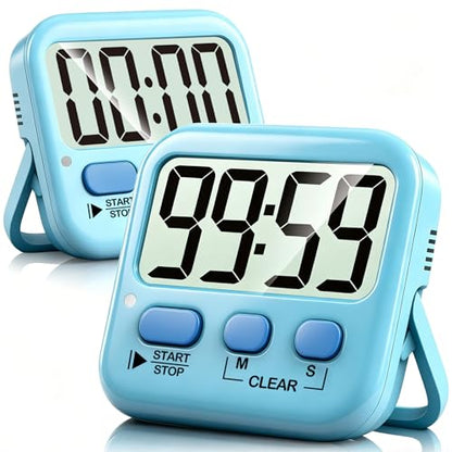 Antonki 2 Pack Digital Timer for Kids Classroom Kitchen Timers for Cooking - color: Clear Blue