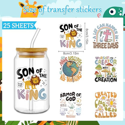 Rngmsi UV DTF Cup Wrap - 25 Pcs Christian Baby UV DTF Stickers for 16 OZ, Cute Animals Waterproof UVDTF Transfer Decals for Cups Glasses Mug DIY Crafts - style: Christian Baby