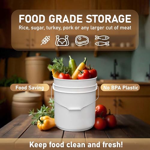 3.5 Gallon White Bucket & Lid - Durable 90 Mil All Purpose Pail - Food Grade - BPA Free Plastic - Made in USA (18 Pack)