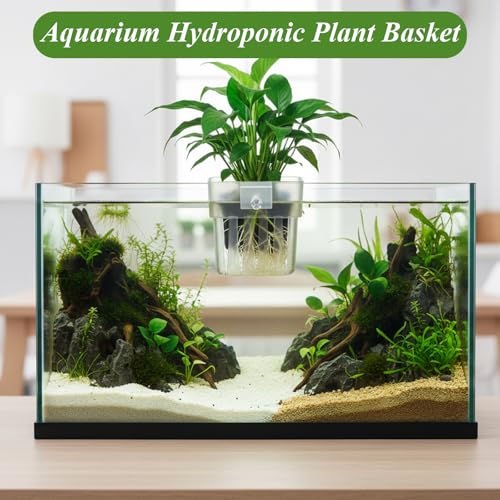 14 Pcs Aquarium Plant Holder with Hooks Screws, Top Hanging Fish Tank Plant Pot, Adaptable to Different Widths, Aquarium Planter Cups, for Water Landscape Decoration Cultivation Feature