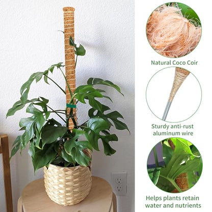 2 Pack 28 Inch Moss Pole Monstera Plant Support, Coir Moss Poles for Climbing Indoor Plants, Bendable Plant Stake Trellis for Potted Plant, Pothos, Philodendron - size: 2 Pack ( 28-Inch)