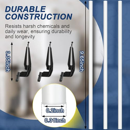 3 Pack Toilet Refill Tube and Clip Replacement, Toilet Repair Kit Inside Tank Compatible with 100, 200, 200A, 400A and Most Other Valves, 9.65” Length, Rubber and Plastic(White) - color: White