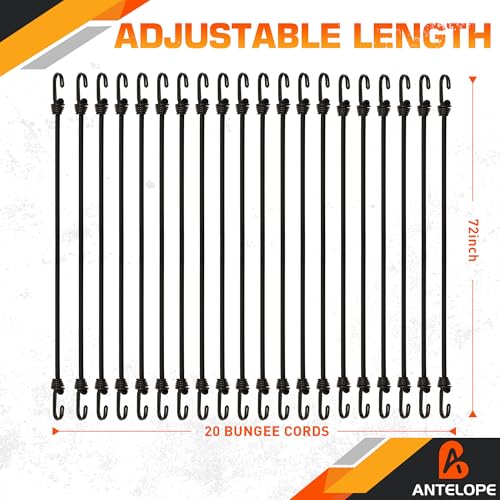 A ANTELOPE 20Pack 72" Outdoor Bungee Cord Heavy Duty with Double J Hooks - style: 72" x 20pcs