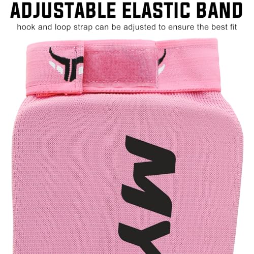 Mytra Fusion Shin Pads Instep Protector Kick Boxing Muay Thai Training Elasticated shin Guards - color: Pink, size: Large-X-Large