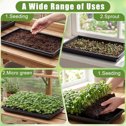 20 Pack 1020 Seed Starting Tray Heavy Duty Plant Growing Flat Seedling for 72/128 Cell Plug Plant Nursery Tray No Hole Germination Transplant for Microgreens Gardening Greenhouse (L)