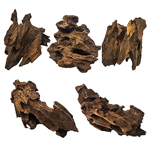 Natural Driftwood for Aquarium Decor Sinkable Reptile Wood Branches Fish Tank Log Habitat Decorations Terrarium Ornament Assorted - size: S:3-8 inches-5pcs