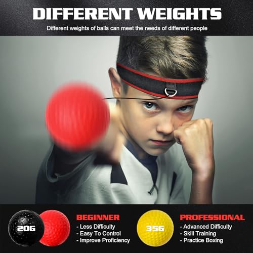 KTEBO® Boxing Reflex Ball Headband Set - Includes 4 Different Balls and 2 Adjustable Headbands for Beginner Proficiency Improvement, Great Boxing Equipment - style: Boxing Ball & Wraps Set