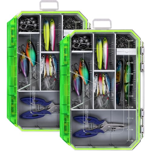 Ghosthorn Fishing Tackle Box, Waterproof 3600 and 3700 Tackle Trays, Plastic Tackle Box Organizer with Removable Dividers, Storage Lure Box and Terminal Tackle Storage - style: 3600*2