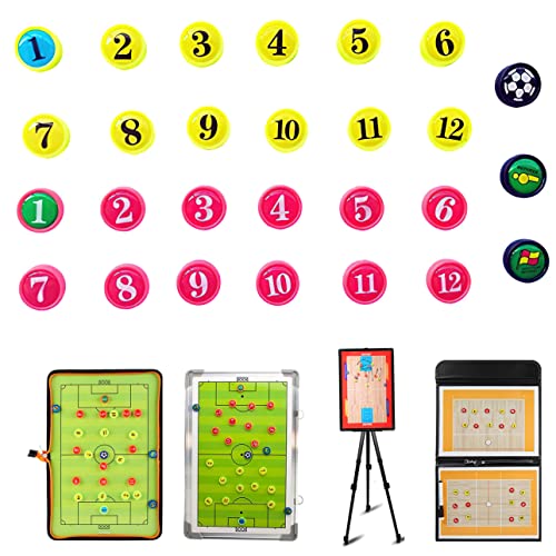 27 Pieces Player Magnets with Number, Premium Magnetic Tactic Board Accessories - Set of 27 Numbered Gel Magnets Pitch for Sports Soccer, Football, Basketball, Baseball, and Hockey Coaches