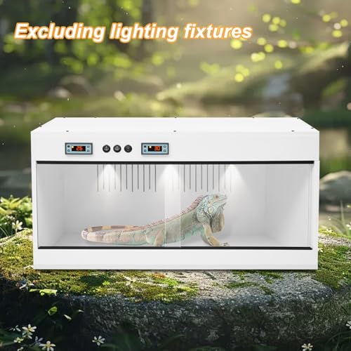 Reptile Tank for Lizards,Bearded Dragon Enclosure Terrarium,Reptile Breeding Box,31.5×15.75×15.75 Inch Reptile Enclosure with Dual Temp Control, LCD Display,Reptile Terrarium (White) - color: White