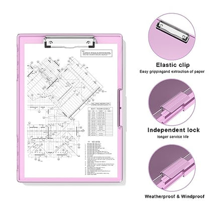 Hongri Clipboard with Storage, Pink 8.5 x 11 Clip Board, Dual Compartmen - color: Pale Pink