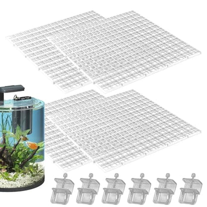 12x12 Fish Tank Lid,4pcs Aquarium Lid Replacement,Aquarium Lid Hood Fish Tank Top Cover Terrarium Lid Plastic Grid Panel Egg Crate Grate Aquarium Glass Cover Board Clip