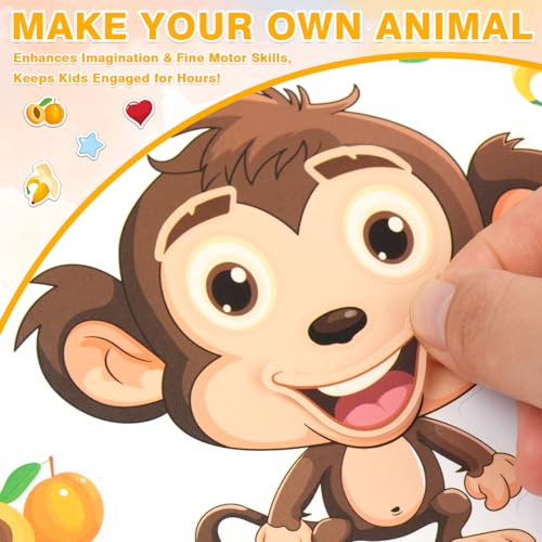 48 Pcs Make-a-Face Sticker Sheets for Kids 12 Animal Designs for Party Favors Crafts Activities & Goodie Bag Stuffers - style: Cute Animals