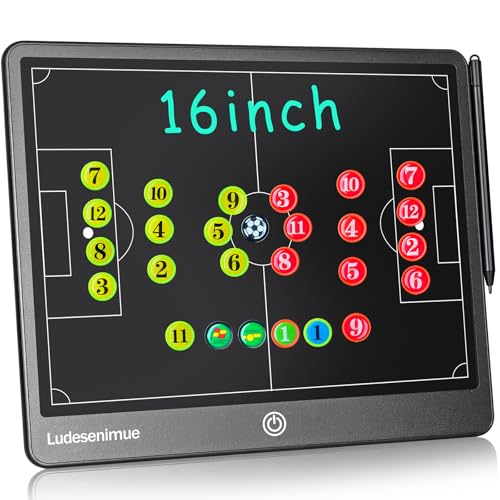 16inch Magnetic Soccer Tactic Board with Movable Pieces | LCD Electronic Coaching Board witch Stylus Pen, Essential Soccer Training Equipment