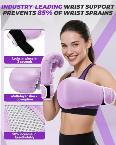 Boxing Gloves for Men & Women, Beginner Kickboxing, 8-16oz - color: Purple, size: 10oz
