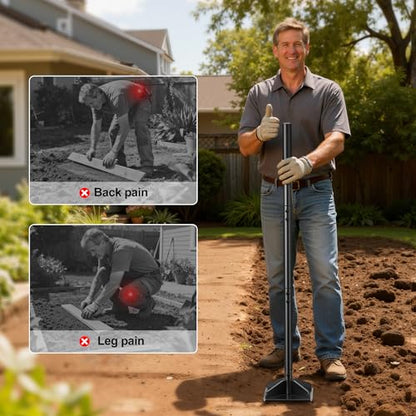 Heavy Duty Steel Tamper, 48" Handle Tamper with Comfortable Rubber Grip, 8×8" Garden Tamper Tool for Soil, Gravel, Asphalt & Lawn - size: 8*8