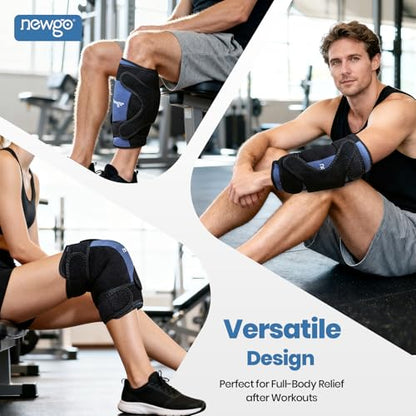 NEWGO 360° Knee Ice Wrap, 60-Min Cold Therapy with Ice Grid - style: Navy-1 Pack