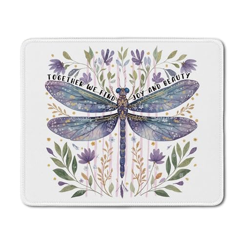 Floral Dragonfly Mouse Pad, Inspirational Together We Find Joy and Beauty Mouse Pads Mousepad for Desk Home Office Dorm Computers Laptop, Aesthetic Office Supplies Desk Accessories, 9.5x7.9 Inch - color: 03Child
