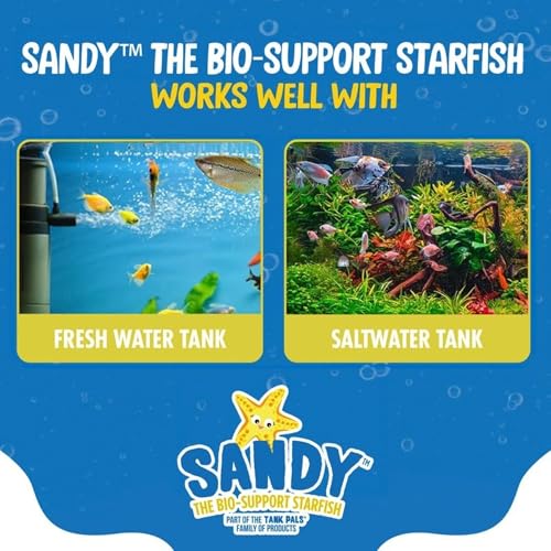 Sandy The Bio-Support Starfish - 1 Pack, Yellow- Promotes A Healthy Balanced Aquarium Ecosystem, Probiotic Growth, Tank Environment Control - style: 1 Pack