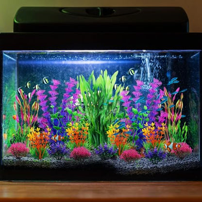 Fish Tank Decorations Plants, 20pcs Aquarium Decorations Plants Plastic, Fish Tank Accessories, Fish Cave and Hideout Ornaments, Aquarium Decor