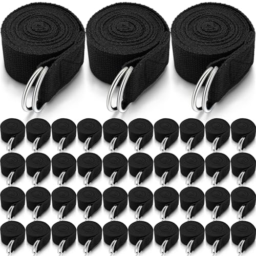 Leyndo Yoga Strap Stretching Pilates Exercise Adjustable Straps 6 ft Non Elastic Yoga Belt with Adjustable D Ring Buckle for Pilates Gym Workouts Fitness - color: Black