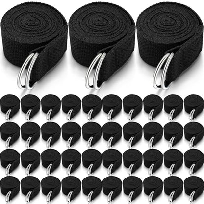 Leyndo Yoga Strap Stretching Pilates Exercise Adjustable Straps 6 ft Non Elastic Yoga Belt with Adjustable D Ring Buckle for Pilates Gym Workouts Fitness - color: Black