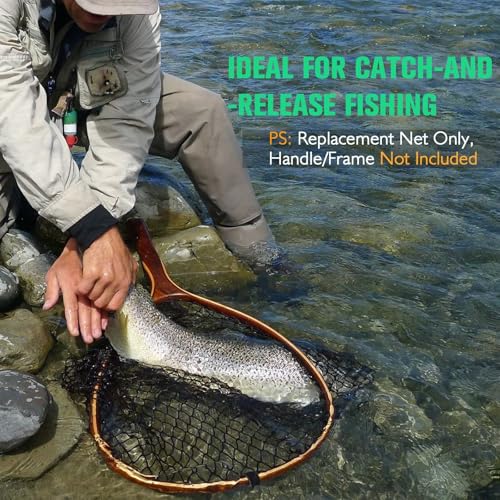 Fishing Net Fish Landing Net Foldable Fishing Replacement Net for Freshwater Saltwater Fishing Net Replacement Netting Green/Black 2 Colors Handle/Frame Not Included