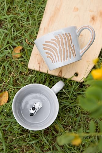 DIHOclub Zebra Coffee Cup Ceramic 3D Wild Animal Inside Mug,Cute Cartoon Handmade Figurine Mugs,Holiday and Birthday Gift for Coffee Milk Tea Lovers,12 OZ(White Zebra) - color: White Zebra