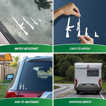 Decalcomania Gun Family Car Decals - Set of 5 Vinyl Stickers for Car or Truck Window Gun Stickers - Measure 1.4" to 4.6" Tall - Made in The USA - color: Gun Family