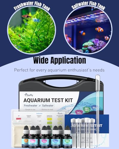 Pawfly 5 in 1 Aquarium Water Master Test Kit, Aquarium Water Test Kit Fish Tank Water Testing Kit for pH Nitrite Nitrate Ammonia & Phosphate, Aquarium Test Kit for Freshwater & Saltwater Fish Tanks - color: Black Box Pack