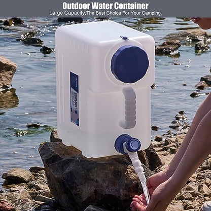 REDCAMP 3.9 Gallon/15L Portable Water Container with Spigot,Large Water Tank,Camping Water Container,Portable Emergency Water Storage for Camping,Car,Hiking, White