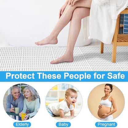 30 Pcs Anti-Slip Drainage Tiles Interlocking Shower Floor Mats 12" x 12" Soft TPE Bathroom Splicing Mats with Drain Holes for Pool, Deck, Garage & Pet Areas(White) - color: White
