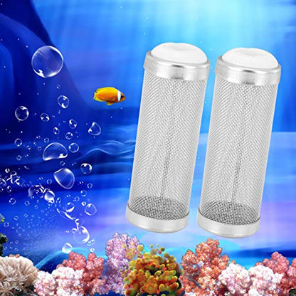 Joyzan Aquarium Filter Inflow Inlet Mesh, Stainless Steel Intake Shrimp Guard Protector Cover Screen Metal Fish Tank Prefilter Tube Strainer Net Protecting Basket Media Accessory 16mm 5Pcs Silver