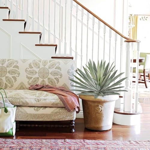 Briful Large Artificial Agave Plant Stems, 2 Pack 18.1in Faux Agave Plant Bushes Fake Agave Silk Plants for Outdoor Indoor Planter Filler DIY Garden Patio Home Decor