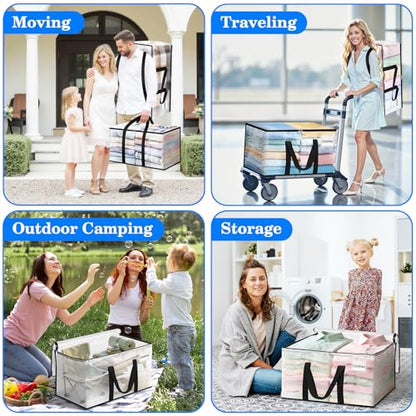 BlissTotes 2-Pack Large Moving Bags with Backpack Straps & Strong Zippers, Heavy-Duty Storage Bags Moving Boxes for Space Saving, Dorms, Transport, 125L-30 Gallons, Clear - size: 30 Gallons