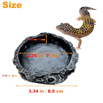 3 Pack Small Reptile Food and Water Bowls, Reptile Feeding Terrarium Bowls for Bearded Dragon Lizard Frog Gecko Tortoise Hermit Crab Snail (Black B)