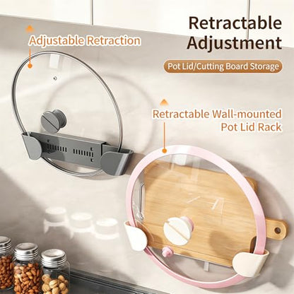 Universal Pot Lid Holder Organizer for Cabinet, White, 2 Pack | Pan Lid Organizers, Inside Door Wall Mount, Pots Top Rack