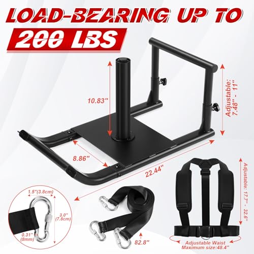 GADFISH Workout Fitness Sled, Weighted Sleds Push Gym Equipment for Adults & Kids, Compatible with 1" & 2" Weight Plates, Multi-Purpose Sled for Outdoor or Home Fitness Training - size: Medium-Sized