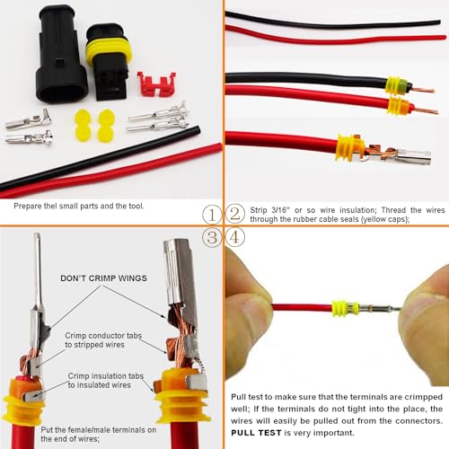 25 Kit 2 Pin Connector Automotive Waterproof Connectors 2 Wire Connectors Electrical Connector Two Pin Connector Quick Disconnect Plug Kit 22-16 AWG - size: 22-16AWG 25Set