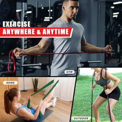 Resistance Bands Set with Door Anchor for Pull-Ups and Strength Training | For Assisted Pull-ups, Stretching, Fitness, Muscle Training and Physical Therapy, Suitable for Women and Men at Home or Gym
