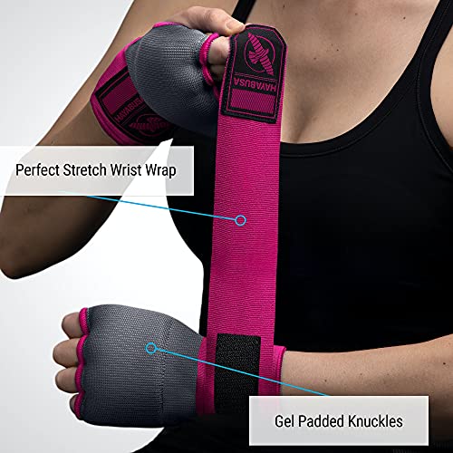 Hayabusa Quick Gel Hand Wrap Boxing Gloves | Slip-On Design, Padded Knuckle Protection, Hook and Loop Closure, Muay Thai Kickboxing, Men and Women, Sparring - color: Grey/Pink, size: Medium