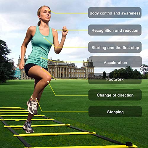 Adjustable Speed Training Hurdles Fitness & Speed Training Equipment with Agility Ladder - Plyometric Fitness & Speed Training – Hurdle/Obstacles for Soccer, Football, Track & Field - color: Yellow