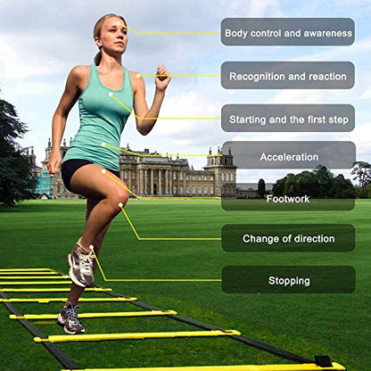 Adjustable Speed Training Hurdles Fitness & Speed Training Equipment with Agility Ladder - Plyometric Fitness & Speed Training – Hurdle/Obstacles for Soccer, Football, Track & Field - color: Yellow