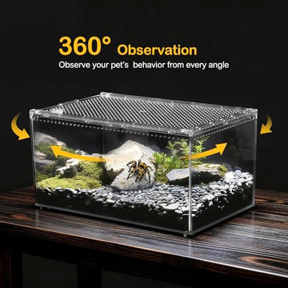 Reptile PC Terrarium,Tarantula Enclosure,Spider Tank Starter Kit,Leopard Gecko Container,Hermit Crab Habitat,Lizard Enclosure,Insect Housing,Jumping Spider Cage,Bearded Dragon Vivarium XL