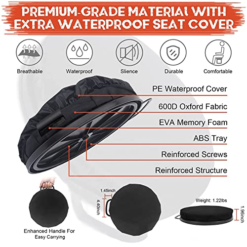5 Gallon Bucket Seat, 360-Degree Swivel Seat Foam Cushion Bucket Seat Lid with Waterproof Cover for Dove Duck Hunting, Fishing, Baseball, Gardening and Camping - color: Black
