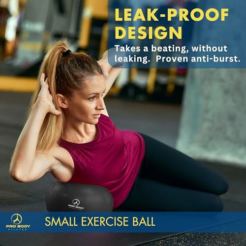 ProBody Pilates Ball Small — 9 Inch Small Exercise Ball | Anti-Burst PVC, Latex-Free, Clinic Grade, Between-Knees Stabilizer, Postpartum & Rehab, Straw Inflator, Yoga Ball Small - color: Black