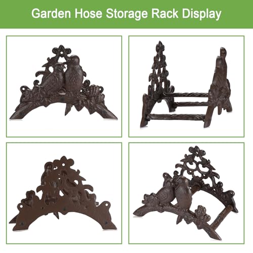OwnMy Cast Iron Garden Hose Holder Heavy Duty Wall Mount Water Hose Reels Holder, Decorative Water Hose Hanger Garden Hose Storage Organizer Rack for Outdoor Lawn Yard, 10"L x 4.7"W x 6.5"H