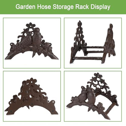 OwnMy Cast Iron Garden Hose Holder Heavy Duty Wall Mount Water Hose Reels Holder, Decorative Water Hose Hanger Garden Hose Storage Organizer Rack for Outdoor Lawn Yard, 10"L x 4.7"W x 6.5"H