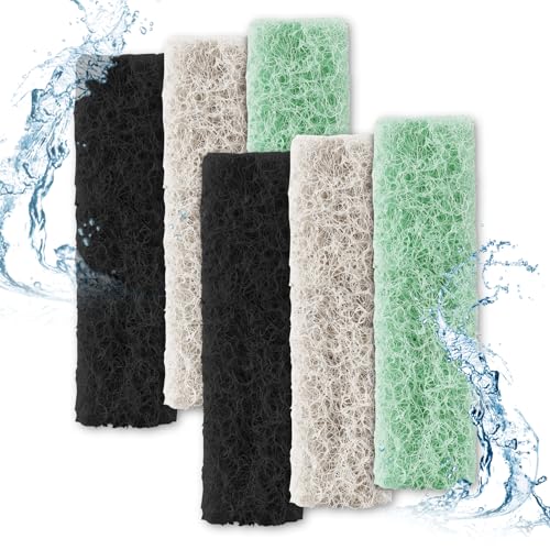 6pcs Filter Pads for Aqueon, Fish Tank Carbon Specialty Filter Pads Ammonia & Phosphate Reducer Aquarium Filter Cartridge Accessories for Aqueon QuietFlow LED PRO Model 10 (Green, Black, White)