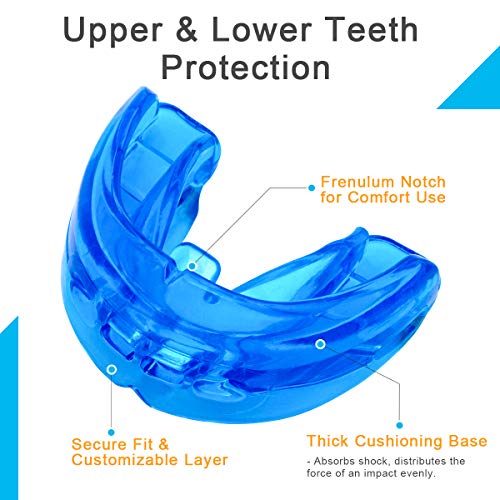 Coolrunner Double Braces Mouth Guard, Youth Sports Athletic Mouth Guards | Mouthguard for Upper and Lower Teeth Protection Required for Youth, Teenager and Adults (Blue) (Blue)